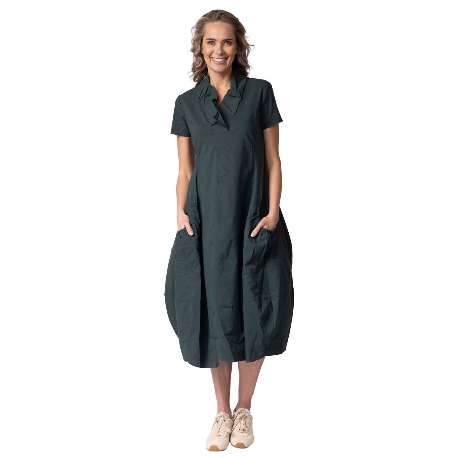 Rundholz Ruffle Neck Shortsleeve Dress